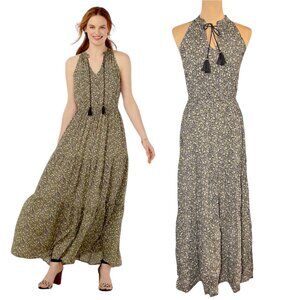 Floral Tiered Maxi Dress Sz S Sleeveless Cottage Vacation Resort Feminine